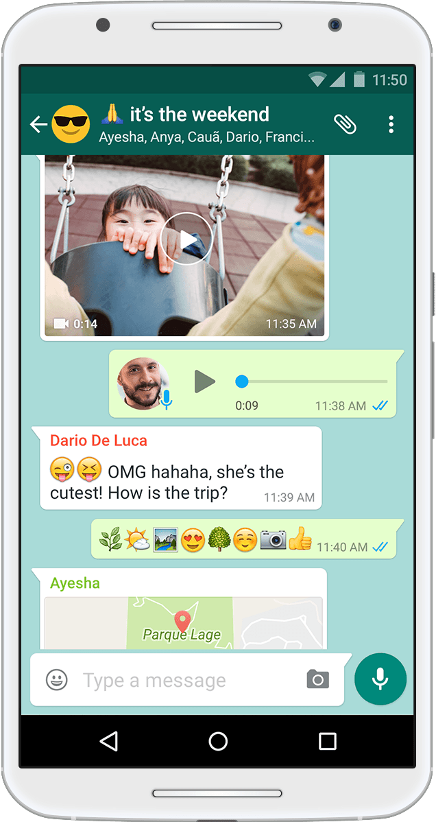 WhatsApp chat screen example.