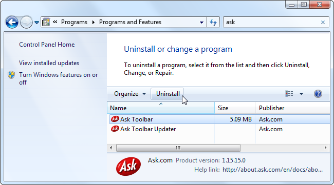 uninstall-ask-toolbar-from-control-panel