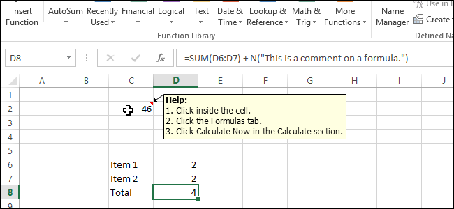 How to Insert Annotations on Cell Formulas & Content in Microsoft Excel 2013