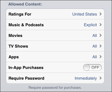 ios restrict in app purchases