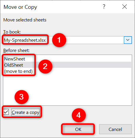 Move or copy the sheet to the same workbook.