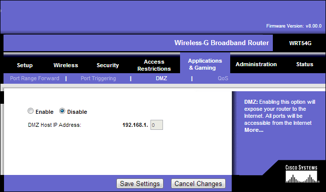 linksys-router-disable-dmz