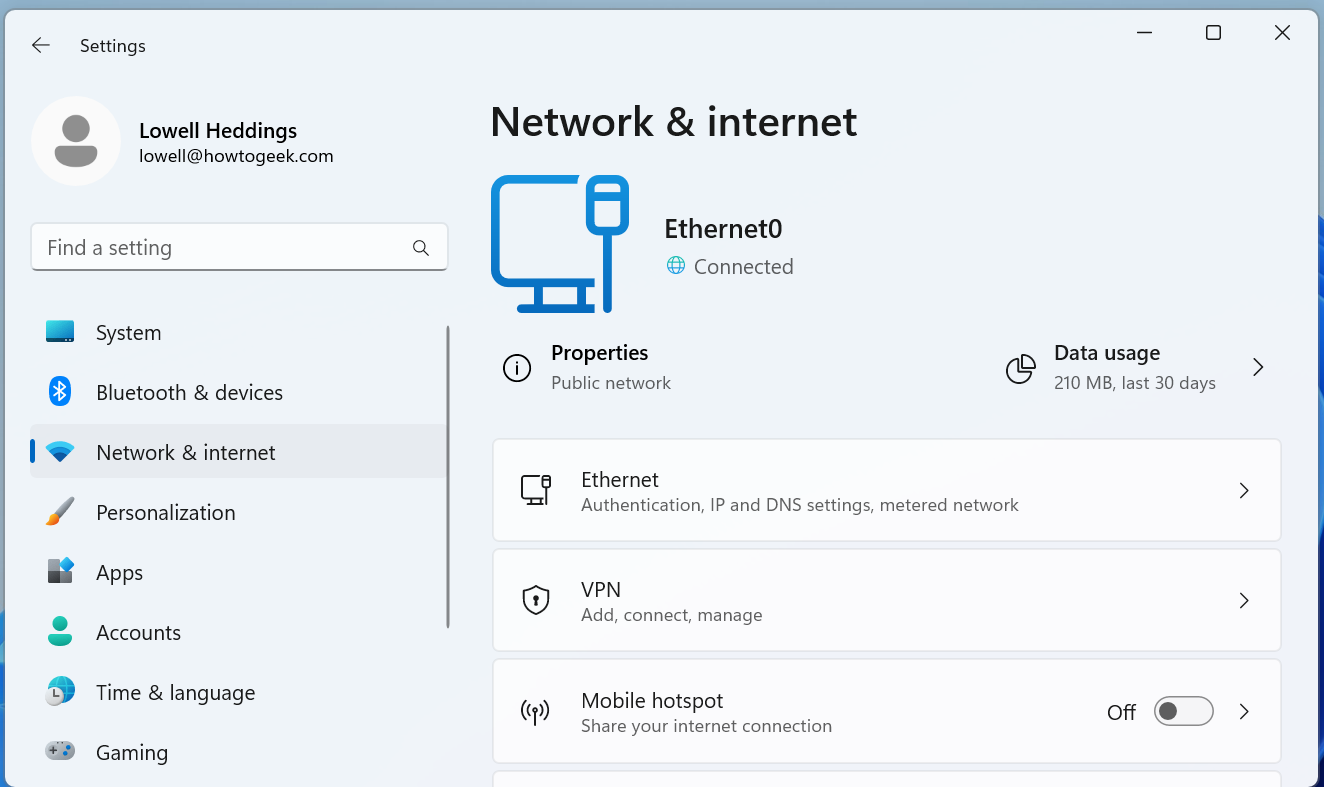 Network & Internet Settings Windows 11