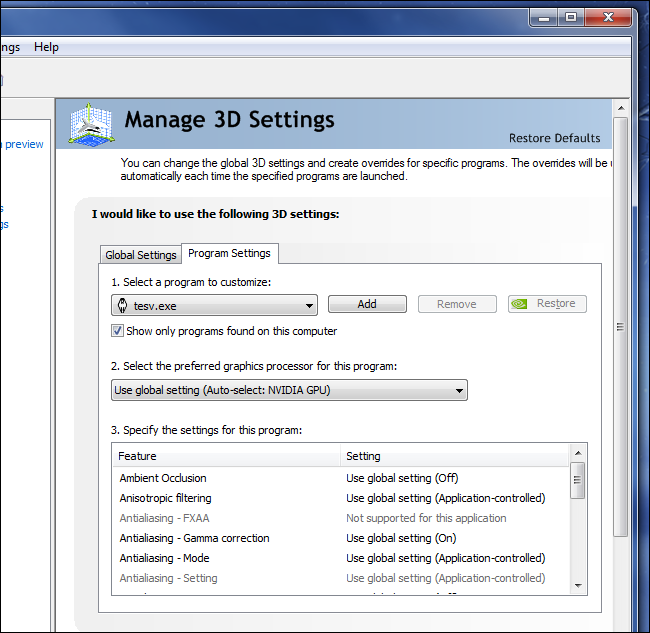 nvidia-manage-3d-application-settings