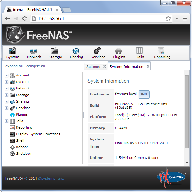 freenas-web-interface