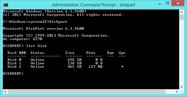 diskpart-list-disk-command