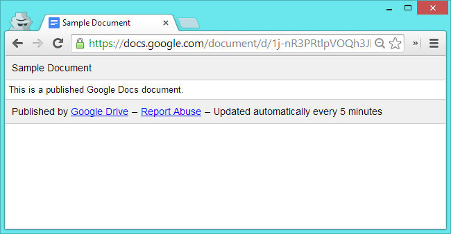 published-google-docs-document
