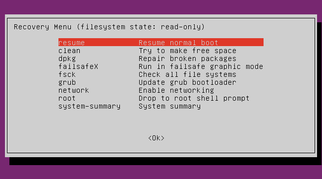 ubuntu-recovery-menu