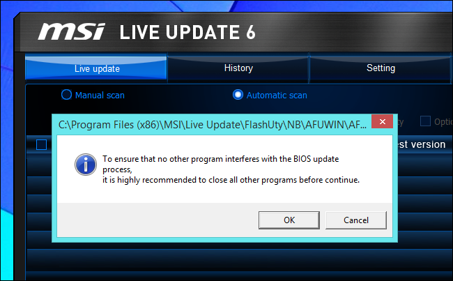 MSI's Windows BIOS flashing utility. 