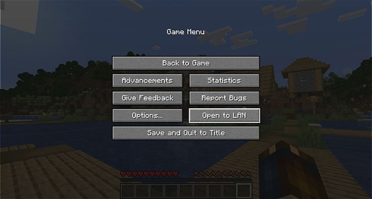 The Minecraft game menu.