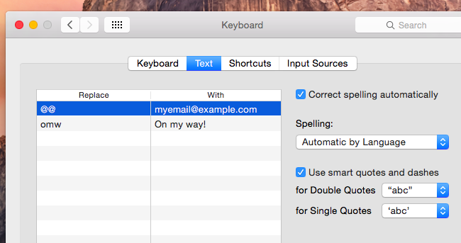 Using shortcuts for text expansion on a Mac.