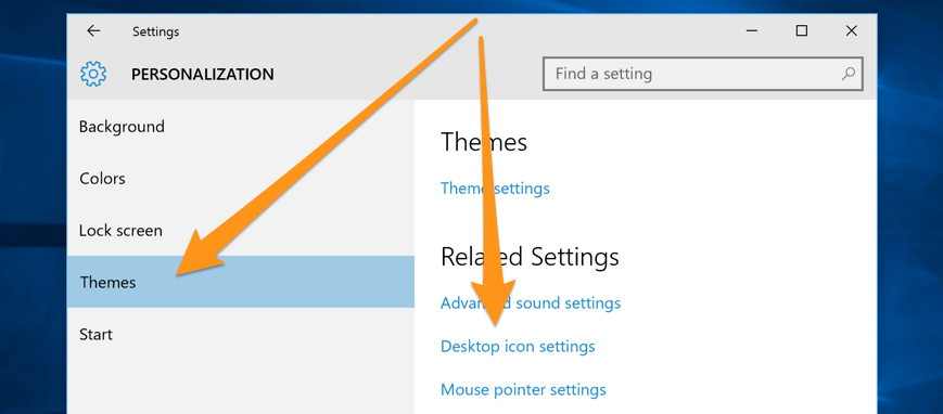 Click &quot;Themes&quot; and click &quot;Desktop Icon Settings.&quot;