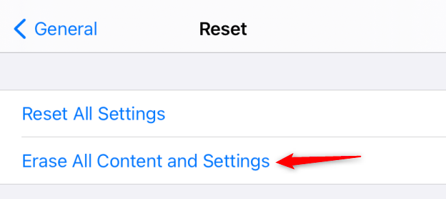 Select &quot;Erase All Content and Settings&quot; to wipe your iPhone or iPad.