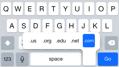 Adding ".com" from the iPhone touch keyboard.