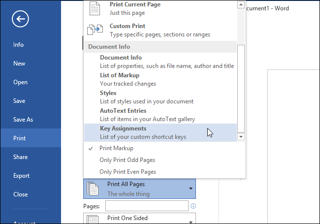 How to Create a List of Keyboard Shortcuts Available in Word 2013