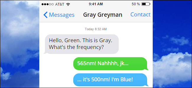 blue and green imessage