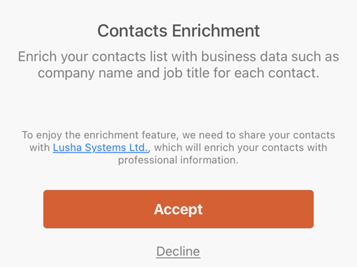 Contacts Enrichment is optional.