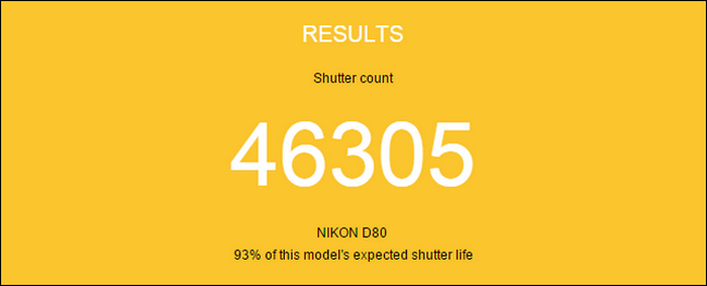 The shutter count of a Nikon D80.