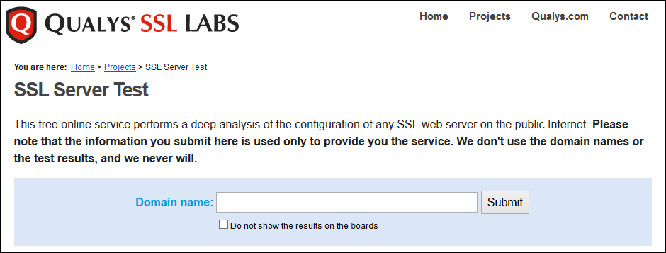 Qualys SSL Labs Test Page
