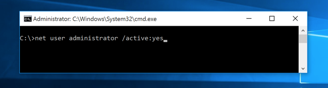 Command prompt with the activation command.