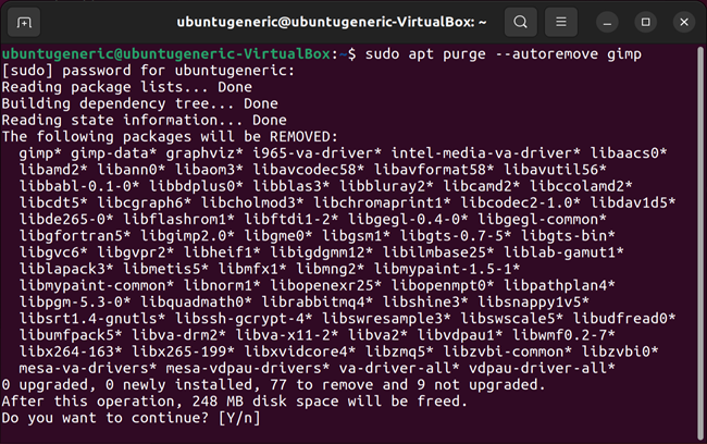 Run &quot;sudo apt purge --autoremove gimp&quot; to remove all of GIMP's dependencies and the configuration files. 