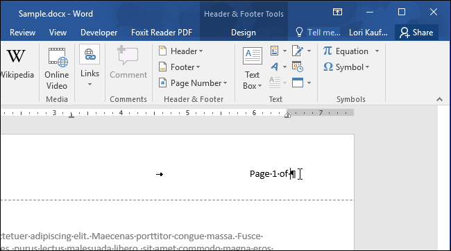 How to Insert Page X of Y into a Header or Footer in Word