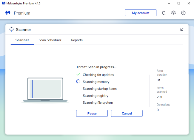 Malwarebytes Premium scanning Windows 10 with Windows Defender running in the background