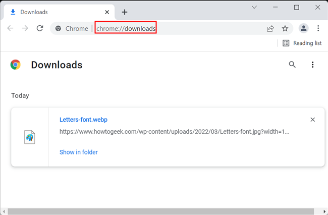Enter "chrome://downloads" into the omnibox, then hit Enter.