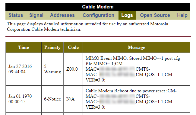 Smart Modem 3 Router Logs Examples How to Read Your Cable Modem's Diagnostic Page When Something Goes Wrong