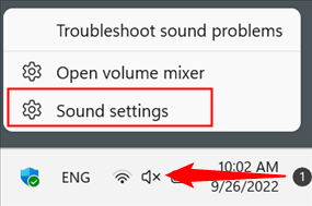 Right-click the audio icon on the Taskbar, then click &quot;Sound Settings.&quot;