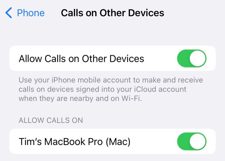 Enable other devices that you want to use for both Wi-Fi and cellular calling