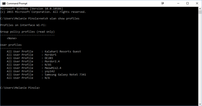 Run &quot;netsh wlan show profiles&quot; in PowerShell or Command Prompt to list saved Networks. 