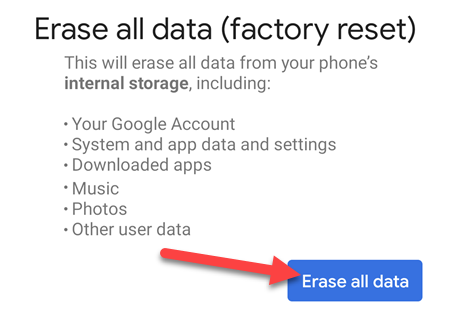 Tap "Erase All Data" to proceed.