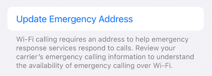 Update emergency address to use Wi-Fi Calling on iPhone
