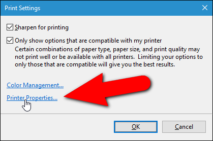 Click &quot;Printer Properties&quot; in the &quot;Printer Settings&quot; window. 