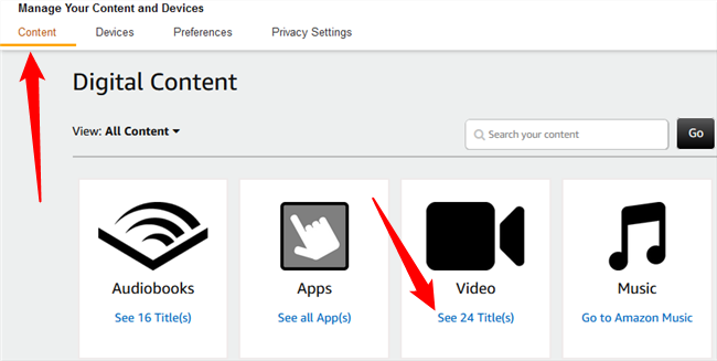 Select the "Content" tab, then select the kind of content you want to share.