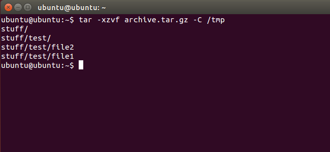Run "tar" with"-xzvf" instead of the "-czvf" argument to extract files from a tarball archive. 