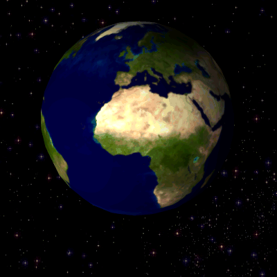 An animated GIF of Earth rotating