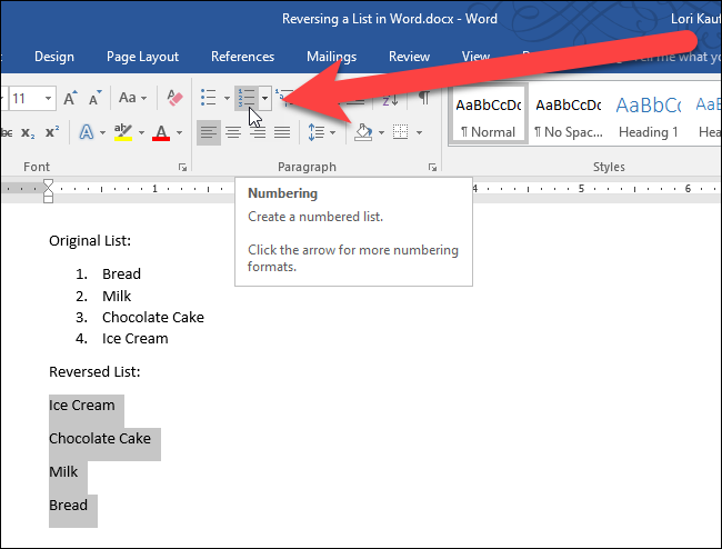 How to Reverse a Numbered or Bulleted List in Microsoft Word