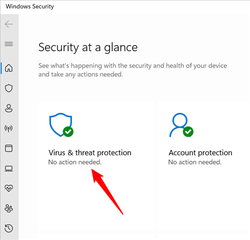 Click "Virus & Threat Protection."