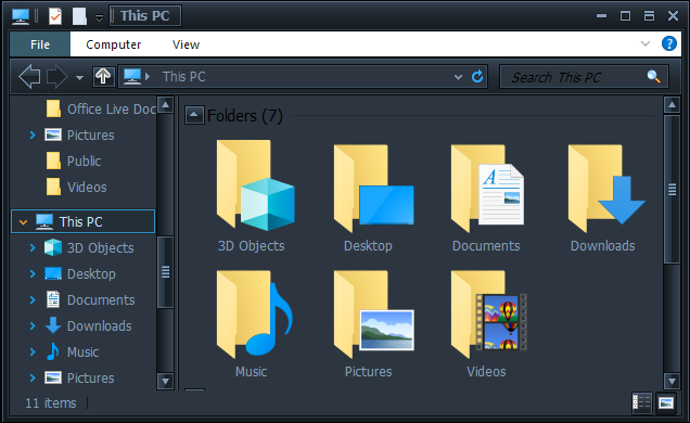 File Explorer with a theme from WindowsBlinds applied. 