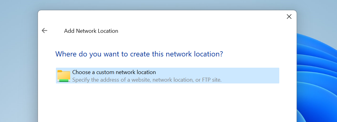 network connection wizard location