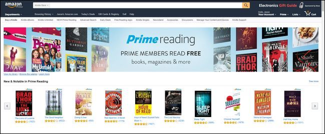 Prime Reading has several thousand books available. 