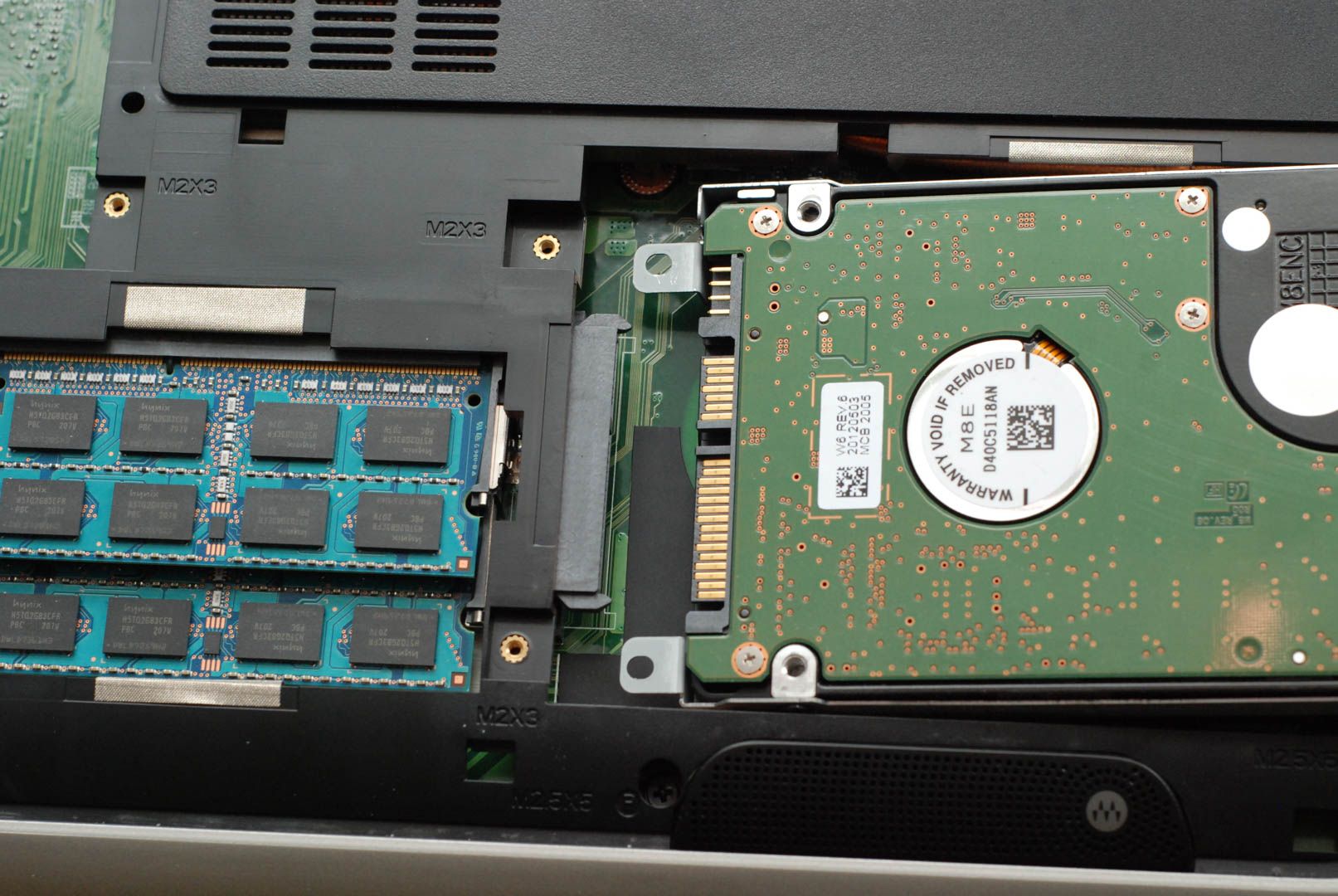 RAM and an SSD inside a Windows PC laptop.