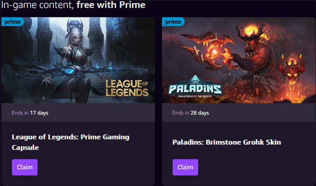 You get free in-game skins, among other things, included with Prime. 