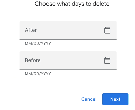 Choose a time frame to delete history.