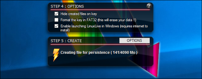 Creating a file for persistence progress in LiLi USB Creator