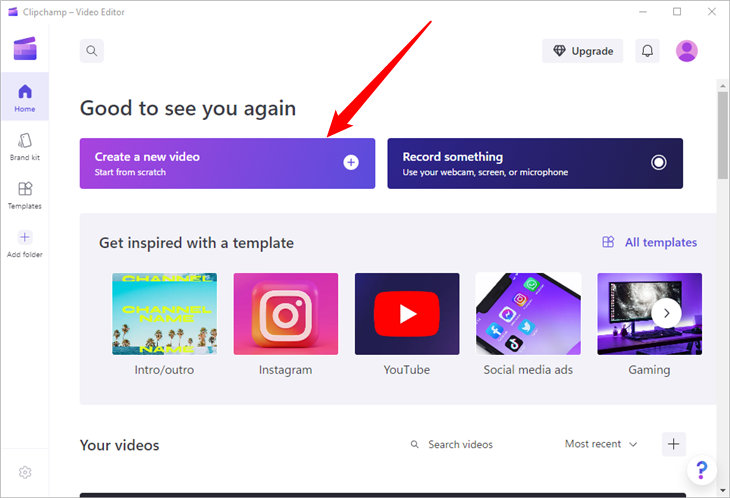 Click &quot;Create A New Video.&quot;