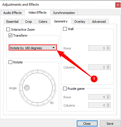 Select the rotation you want from the drop-down menu.