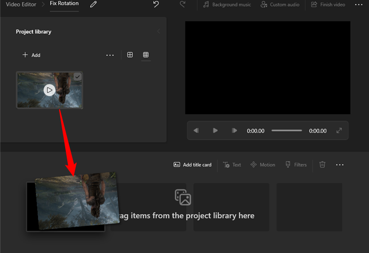 Drag the video you imported down to one of the darker rectangles below.
